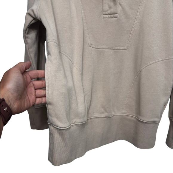 Time and Tru Tan Pullover Sweatshirt Size Small Cozy Funnel Neck Pocketed Women - Picture 3 of 7